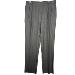 Jos.‎ A. Bank Dress Pants Men 38 Grey Pleated 100% Pure Wool Straight  Unhemmed